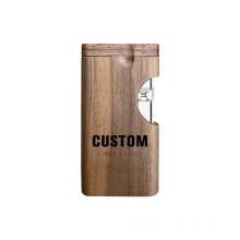 Natural Wood Dugout Stash Case Box With Clear Glass One Hitter Pipe Bat Portable Wooden Tobacco Dugout Case Accessoires